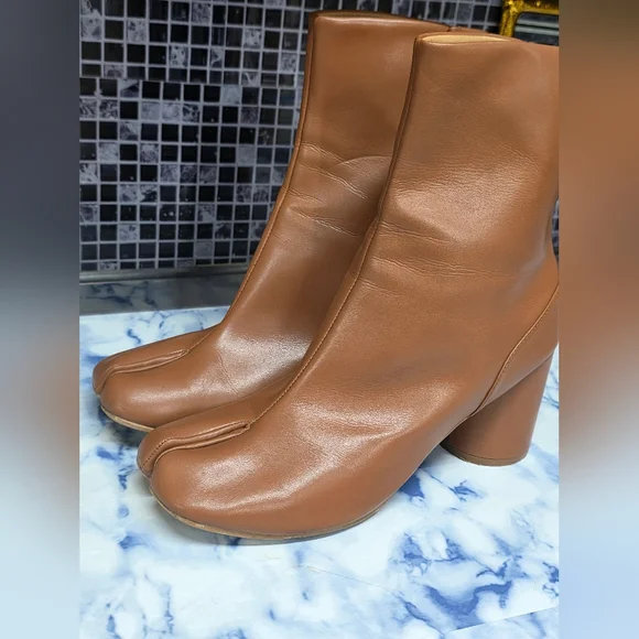 Boots Split Toe High Heel Women Boots Leather Women Shoes - Picture 10 of 11